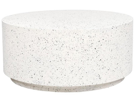 Accent Coffee Table White with Terrazzo Effect MgO Fiberglass ø 90 cm Round Top UV Stain Rust Water Wind Resistant Modern Outdoor Living Room Beliani