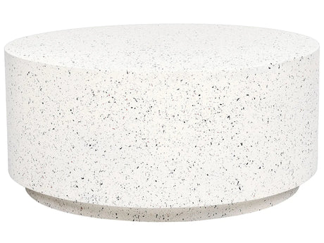 Accent Coffee Table White with Terrazzo Effect MgO Fiberglass  90 cm Round Top UV Stain Rust Water Wind Resistant Modern Outdoor Living Room Beliani