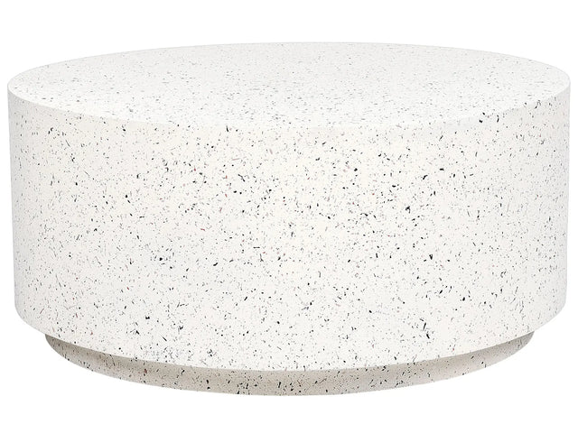 Accent Coffee Table White with Terrazzo Effect MgO Fiberglass  90 cm Round Top UV Stain Rust Water Wind Resistant Modern Outdoor Living Room Beliani