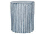 Accent Side Table Light Grey MgO Fiberglass  39 cm Round Top Drum Shape UV Stain Rust Water Wind Resistant Boho Modern Outdoor Living Room Beliani