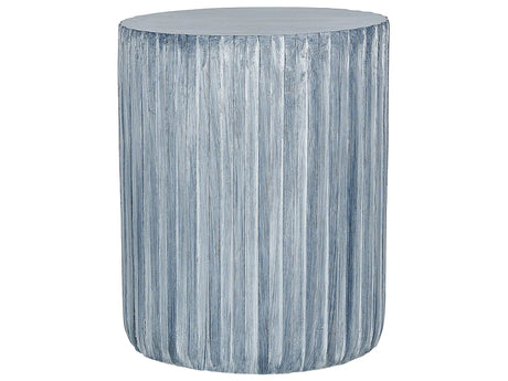 Accent Side Table Light Grey MgO Fiberglass  39 cm Round Top Drum Shape UV Stain Rust Water Wind Resistant Boho Modern Outdoor Living Room Beliani