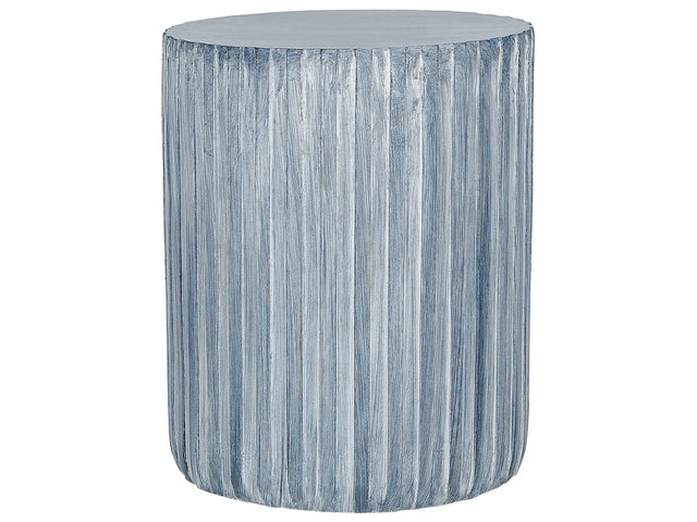 Accent Side Table Light Grey MgO Fiberglass  39 cm Round Top Drum Shape UV Stain Rust Water Wind Resistant Boho Modern Outdoor Living Room Beliani
