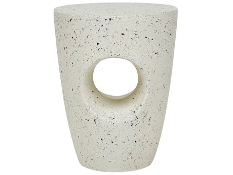 Accent Side Table White with Terrazzo Effect MgO Fiberglass  37 cm Round Top UV Stain Rust Water Wind Resistant Modern Outdoor Living Room Beliani