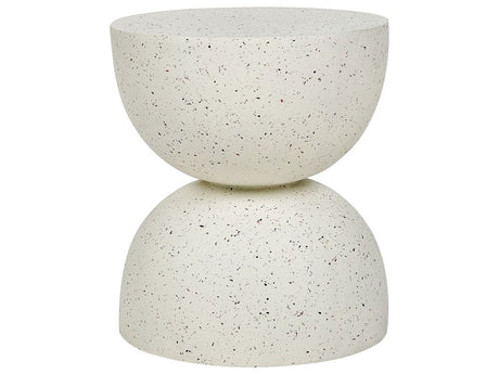 Accent Side Table Off- White with Terrazzo Effect MgO Fiberglass Round Top Hourglass Shape UV Stain Rust Water Wind Resistant Modern Outdoor Living Room Beliani