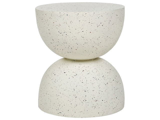 Accent Side Table Off- White with Terrazzo Effect MgO Fiberglass Round Top Hourglass Shape UV Stain Rust Water Wind Resistant Modern Outdoor Living Room Beliani