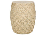 Accent Side Table Light Beige MgO Fiberglass  33 cm Round Top Drum Shape UV Stain Rust Water Wind Resistant Boho Modern Outdoor Living Room Beliani