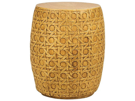 Accent Side Table Natural MgO Fiberglass ø 32 cm Round Top Drum Shape UV Stain Rust Water Wind Resistant Boho Modern Outdoor Living Room Beliani