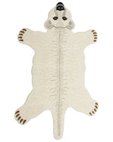 Kids Rug White Wool Cotton Backing 100 x 160 cm Hand Tufted Playroom Mat Animal Polar Bear Print Kids Room Bedroom Beliani