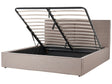 EU Super King Size Panel Bed 6ft Taupe Fabric Upholstery Storage Ottoman Slatted Frame Contemporary Modern Bedroom Beliani