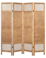 Room Divider Light Wood Paulownia Wood MDF 4 Panels Folding Decorative Screen Partition Living Room Bedroom Traditional Modern Design Beliani