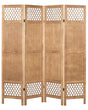 Room Divider Light Wood Paulownia Wood MDF 4 Panels Folding Decorative Screen Partition Living Room Bedroom Traditional Modern Design Beliani