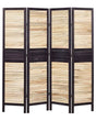 Room Divider Light Wood and Brown Paulownia Wood Plywood 4 Panels Folding Decorative Screen Partition Living Room Bedroom Traditional Design Beliani