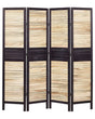 Room Divider Light Wood and Brown Paulownia Wood Plywood 4 Panels Folding Decorative Screen Partition Living Room Bedroom Traditional Design Beliani