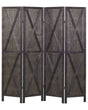 Room Divider Dark Brown Paulownia Wood Plywood 4 Panels Folding Decorative Screen Partition Living Room Bedroom Rustical Traditional Design Beliani