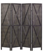 Room Divider Dark Brown Paulownia Wood Plywood 4 Panels Folding Decorative Screen Partition Living Room Bedroom Rustical Traditional Design Beliani