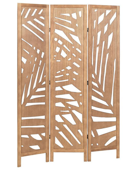 Room Divider Natural Paulownia Wood MDF 3 Panels Folding Decorative Screen Partition Living Room Bedroom Modern Design Beliani