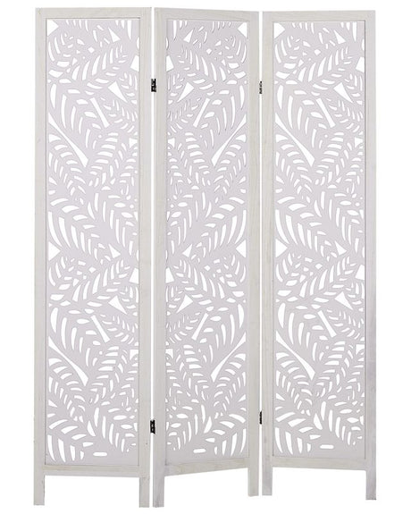 Room Divider White Paulownia Wood MDF 3 Panels Folding Decorative Screen Partition Living Room Bedroom Modern Design Beliani