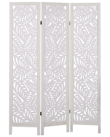 Room Divider White Paulownia Wood MDF 3 Panels Folding Decorative Screen Partition Living Room Bedroom Modern Design Beliani