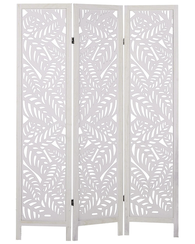 Room Divider White Paulownia Wood MDF 3 Panels Folding Decorative Screen Partition Living Room Bedroom Modern Design Beliani