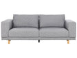 Sofa Grey Polyester Upholstered 3-Seater Modern Minimalistic Style Living Room Wide Armrests Cushioned Backrest  Beliani