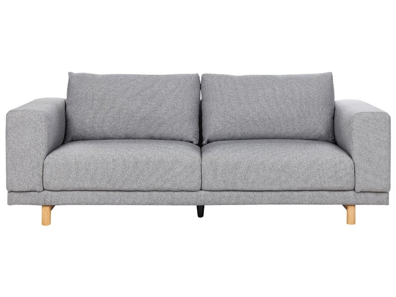 Sofa Grey Polyester Upholstered 3-Seater Modern Minimalistic Style Living Room Wide Armrests Cushioned Backrest  Beliani