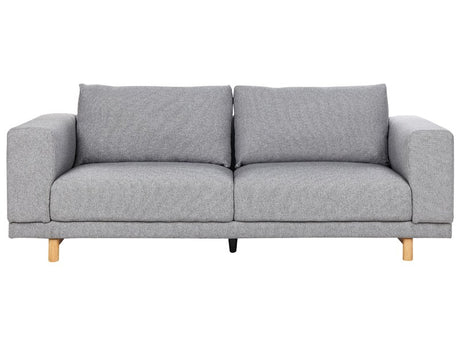 Sofa Grey Polyester Upholstered 3-Seater Modern Minimalistic Style Living Room Wide Armrests Cushioned Backrest  Beliani