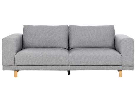 Sofa Grey Polyester Upholstered 3-Seater Modern Minimalistic Style Living Room Wide Armrests Cushioned Backrest  Beliani