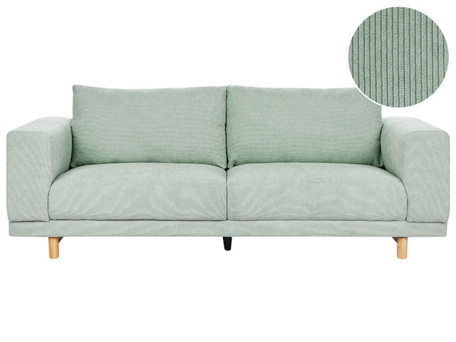 Sofa Mint Green Jumbo Cord Upholstered 3-Seater Modern Minimalistic Corduroy Style Living Room Wide Armrests Cushioned Backrest  Beliani