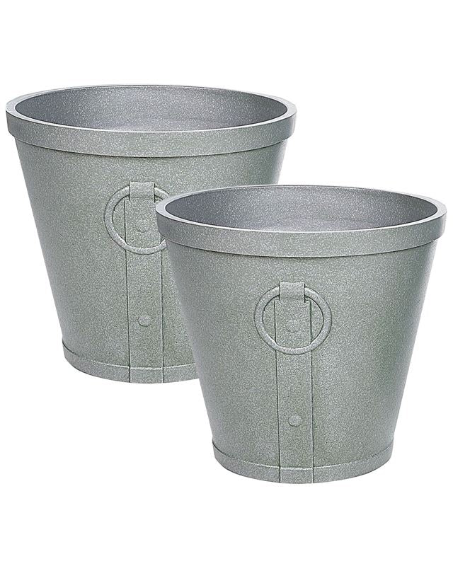 Plant Pot Planter Grey Fibre Clay Outdoor Resistances 45 x 41 cm All-Weather Beliani