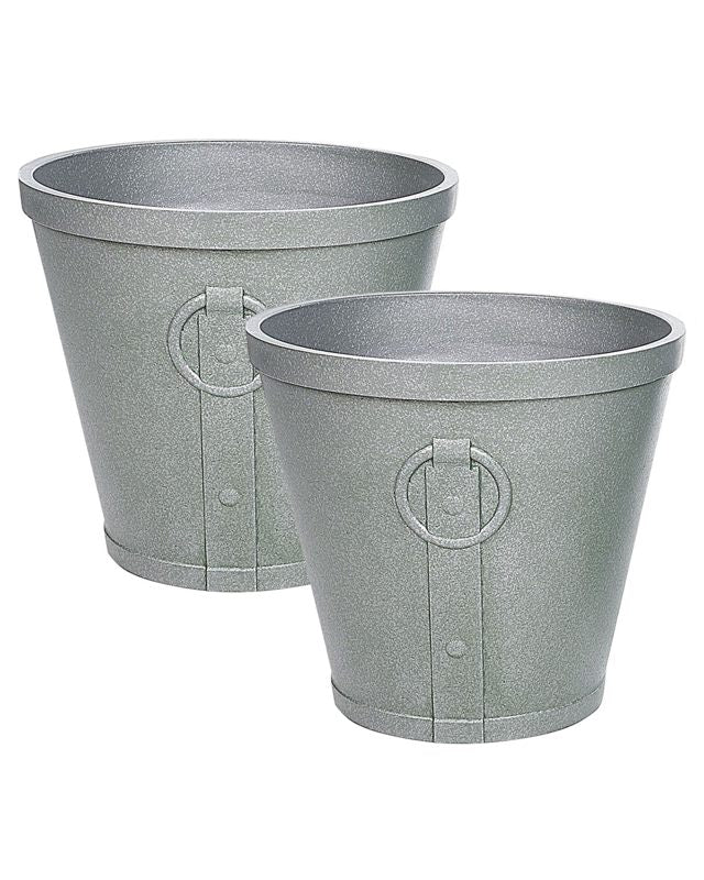 Plant Pot Grey Fibre Clay 41⌀ 37 cm Outdoor Indoor All Weather Beliani