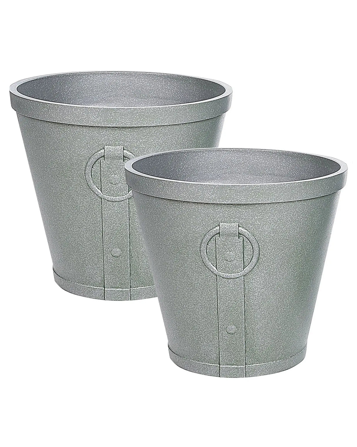 Plant Pot Grey Fibre Clay 41 37 cm Outdoor Indoor All Weather Beliani