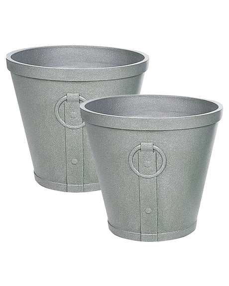 Plant Pot Grey Fibre Clay 41 37 cm Outdoor Indoor All Weather Beliani