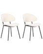 Set of 2 Dining Chairs Cream Fabric Upholstery Black Metal Legs Armless Curved Backrest Modern Contemporary Design Beliani