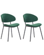 Set of 2 Dining Chairs Green Fabric Upholstery Black Metal Legs Armless Curved Backrest Modern Contemporary Design Beliani