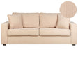 3 Seater Sofa Beige Jumbo Cord Upholstered Cushioned Back Track Arms with Throw Pillows Wide Seat Beliani