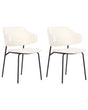 Set of 2 Dining Chairs Cream Fabric Upholstery Black Metal Legs Armless Curved Backrest Modern Contemporary Design Beliani