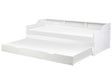 Trundle Bed White Pine Frame EU Velvet Single Size 3ft Slatted Frame Extra Silde Out Frame Beliani