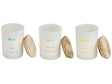 Set of 3 Scented Candles Multicolour 100% Soy Wax Cotton Wick White Glass Fragrance Ocean/Bergamot/Fresh Linen Beliani