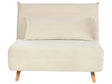 Small Sofa Bed Light Beige Velvet Fabric Wooden Legs 1 Seater Fold-Out Sleeper Armless with Cushion Scandinavian Modern Design Beliani