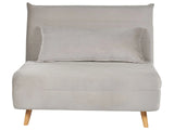 Small Sofa Bed Light Grey Velvet Fabric Wooden Legs 1 Seater Fold-Out Sleeper Armless with Cushion Scandinavian Modern Design Beliani