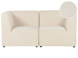 Modular 2 Seater Sofa Beige Corduroy Sectional Two Piece Sofa Modern Jumbo Cord Minimalistic Style Beliani