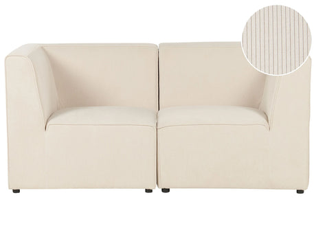 Modular 2 Seater Sofa Beige Corduroy Sectional Two Piece Sofa Modern Jumbo Cord Minimalistic Style Beliani