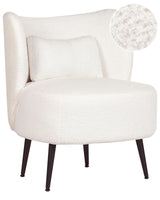 Armchair Off-White Boucle Fabric Soft Nubby Black Legs Curved Backrest Retro Glam Art Decor Style Beliani