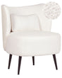 Armchair Off-White Boucle Fabric Soft Nubby Black Legs Curved Backrest Retro Glam Art Decor Style Beliani