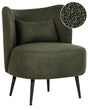 Armchair Dark Green Boucle Fabric Soft Nubby Black Legs Curved Backrest Retro Glam Art Decor Style Beliani