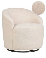 Armchair Beige Cream Boucle Fabric Soft Nubby Black Base Swivel 360 Retro Glam Art Decor Style Beliani