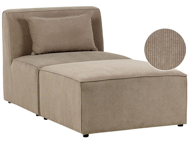 Chaise Lounge Taupe Corduroy Jumbo Cord Upholstered Two Piece Modern Design Beliani