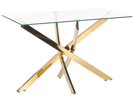 Dining Table Gold Tempered Glass Top Rectangular 120 x 70 cm 4 Person Capacity Modern Design Beliani