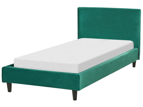 EU Single Size Panel Bed 3ft Green Velvet Slatted Frame Contemporary Beliani