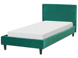 EU Single Size Panel Bed 3ft Green Velvet Slatted Frame Contemporary Beliani